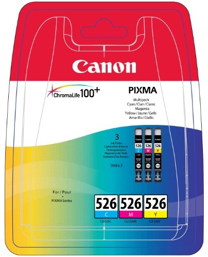 Canon CLI-526 kasečių rinkinys (4541B009), žydra, purpurinė, geltona kasetė