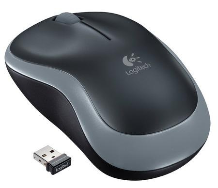 Logitech M185 USB (910-002238), bevielė pelė, juoda/pilka