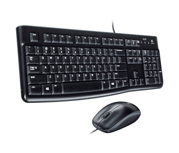 Logitech MK120 Desktop USB - EER (US) (920-002563), laidinė klaviatūra ir pelė, juoda