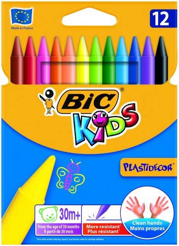 Bic Vaškinės spalvotos kreidelės PlastiDecor 12 spalvų rinkinys 945764