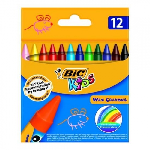 Bic Vaškinės spalvotos kreidelės Wax Crayon 12 spalvų rinkinys 616834