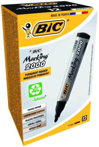 Bic Permanentinis žymeklis Eco 2000 2-5 mm, juodas, pakuotėje 12 vnt 000095