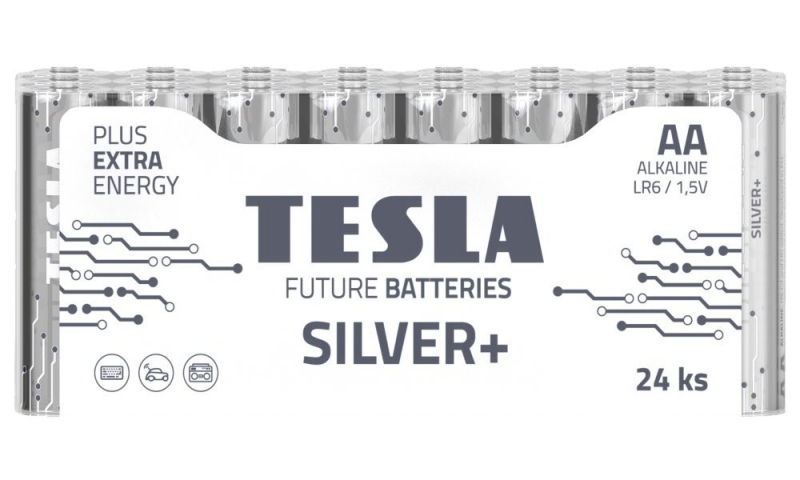Baterija Tesla AA Silver+ Alkaline LR06 2600 mAh (24 vnt)