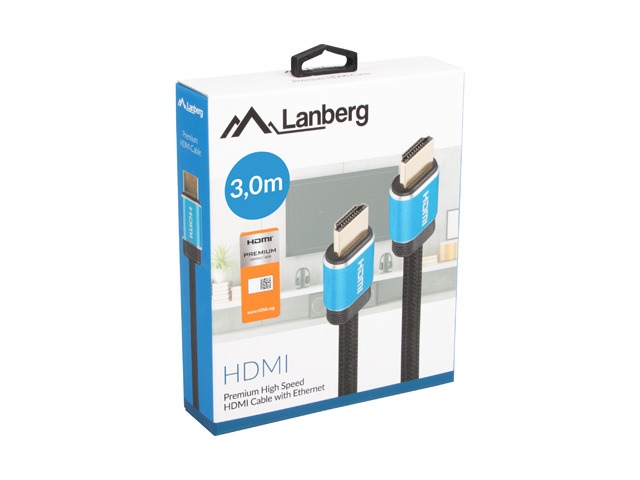 Lanberg kabelis HDMI M/M V2.0 CABLE 3M CU BLACK BOX PREMIUM