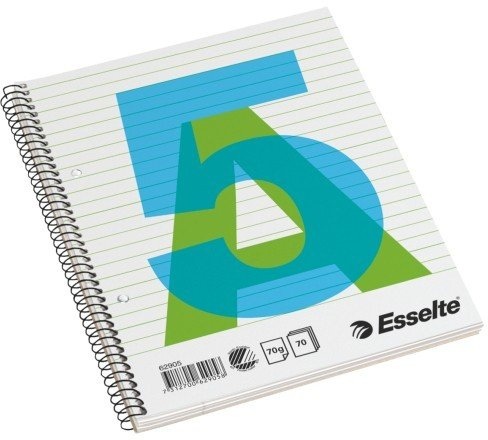 Sąsiuvinis su spirale Esselte, A5/70, linija, minkštas viršelis