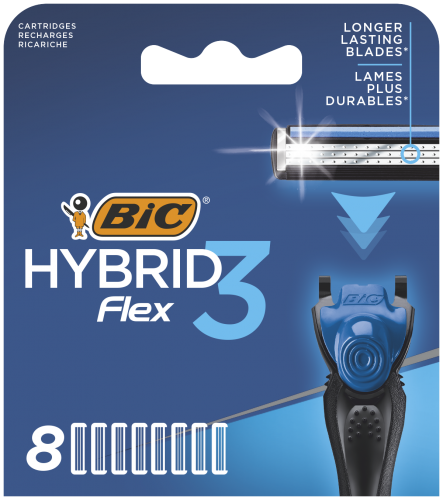 BIC Skustuvo keičiamos galvutės HYBRID 3 FLEX (8 vnt)