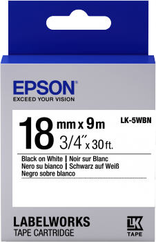 Epson Label Cartridge LK-5WBN Standard glue Black on White 18mm (9m)