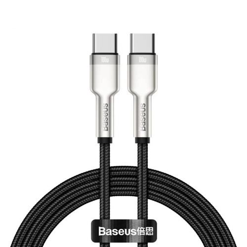 Kabelis Baseus USB-C to USB-C Cafule, Fast Charge 100W (20V/5A), data 480Mbps, 1m (Juodas)