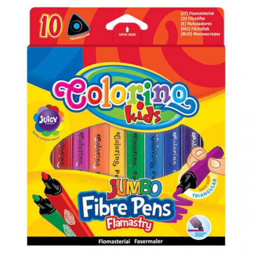 Flomasteriai  Colorini Kids Jumbo trikampiai, 10 spalvų