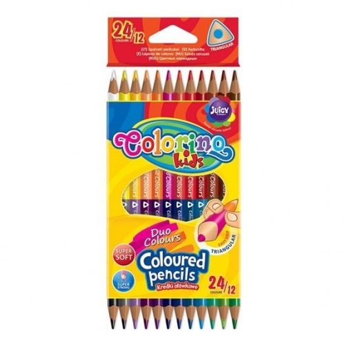 Spalvoti pieštukai Colorino Kids  trikampiai, 12 vnt. / 24 spalvos
